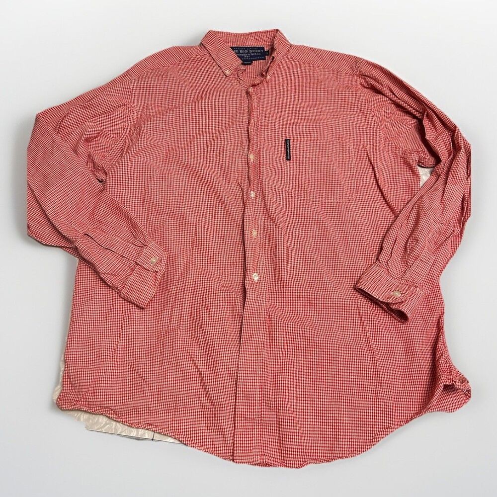 Vtg Abercrombie & Fitch The Big Shirt Mens L Plaid Button Down cotton 90s Y2K